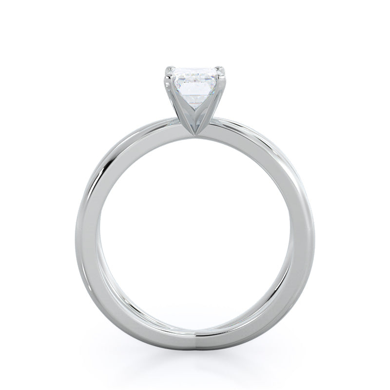 Crisscross Diamond Engagement Ring with Emerald Cut Diamond in 14KT Platinum view 2