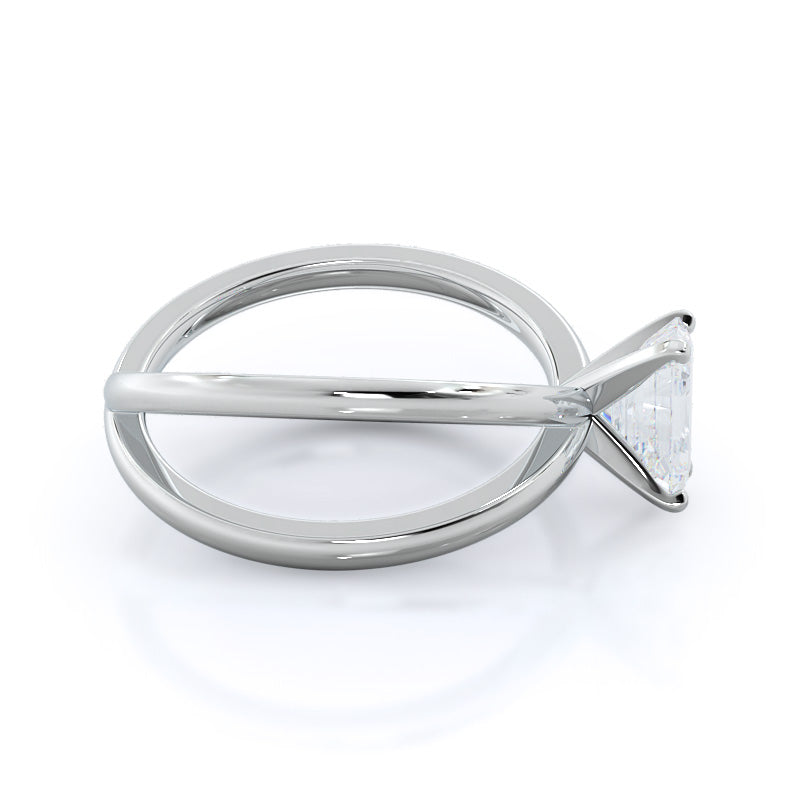 Crisscross Diamond Engagement Ring with Emerald Cut Diamond in 14KT Platinum view 3