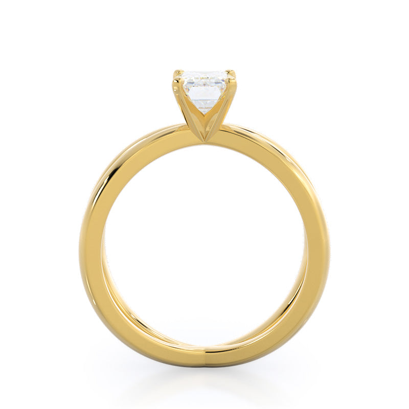 Crisscross Diamond Engagement Ring with Emerald Cut Diamond in 14KT Yellow Gold view 2