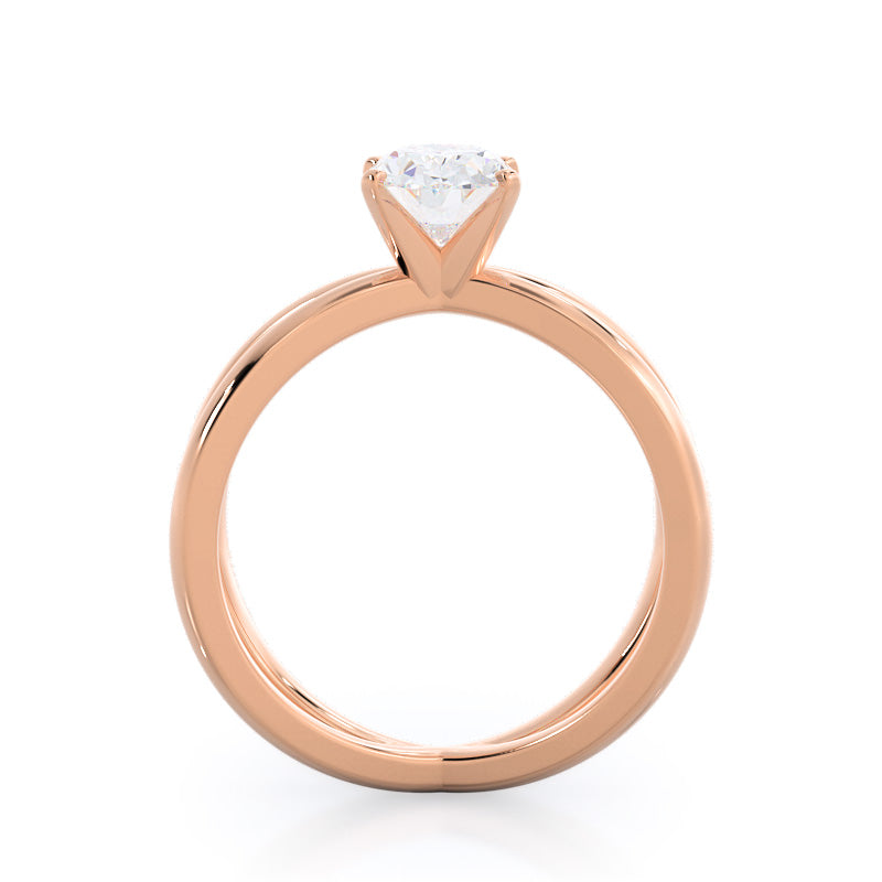 Crisscross Diamond Engagement Ring with Oval Cut Diamond in 14KT Rose Gold view 2