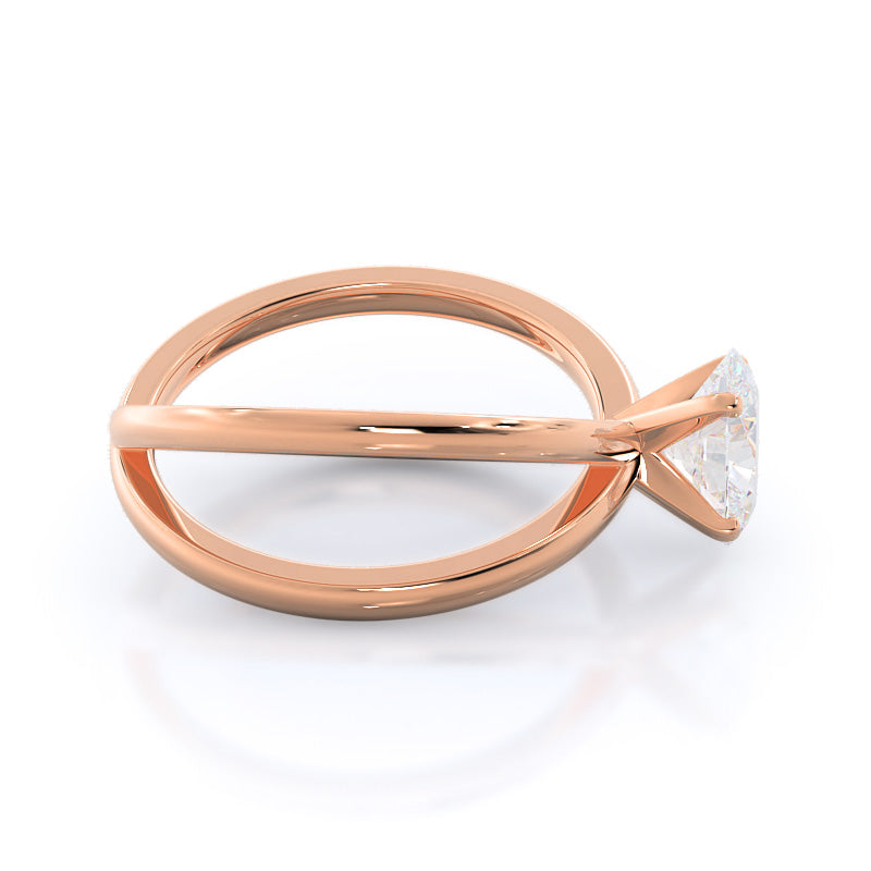 Crisscross Diamond Engagement Ring with Oval Cut Diamond in 14KT Rose Gold view 3