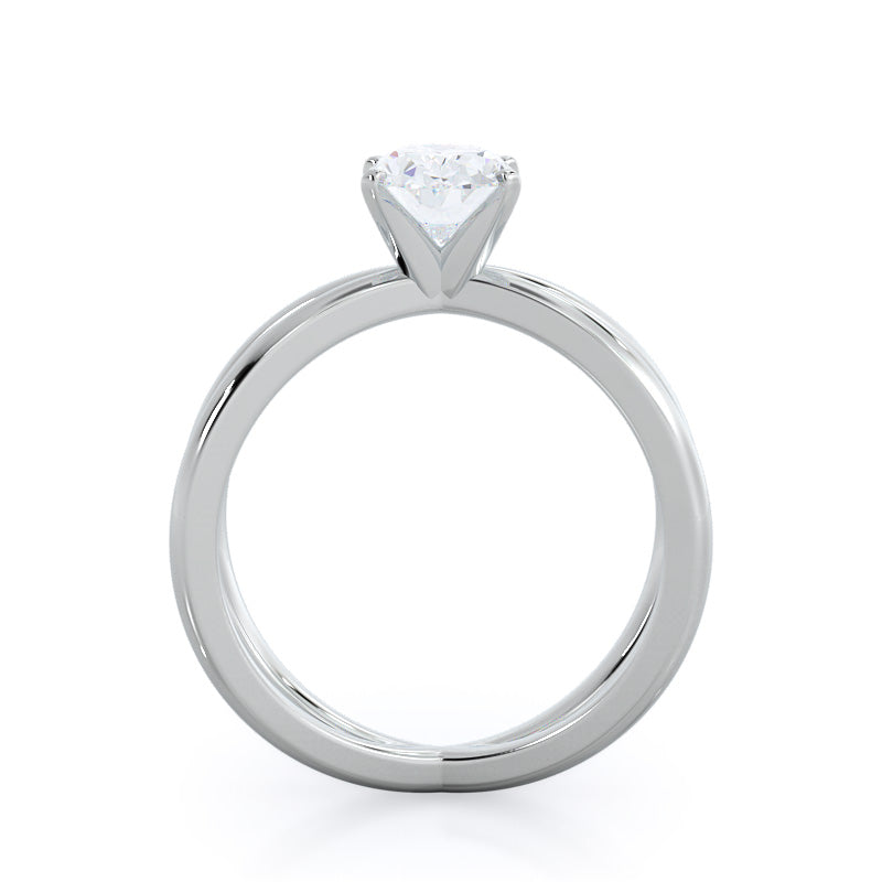 Crisscross Diamond Engagement Ring with Oval Cut Diamond in 14KT Platinum view 2