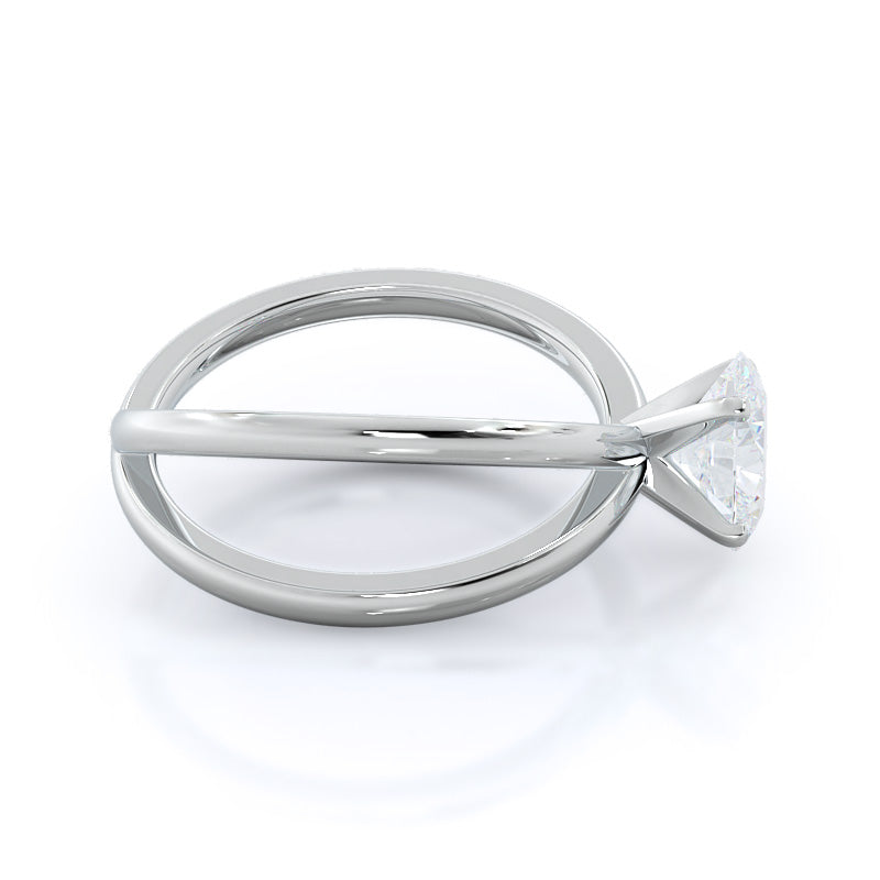 Crisscross Diamond Engagement Ring with Oval Cut Diamond in 14KT Platinum view 3