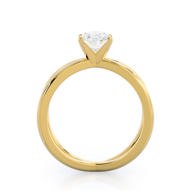 Crisscross Diamond Engagement Ring with Oval Cut Diamond in 14KT Yellow Gold view 2