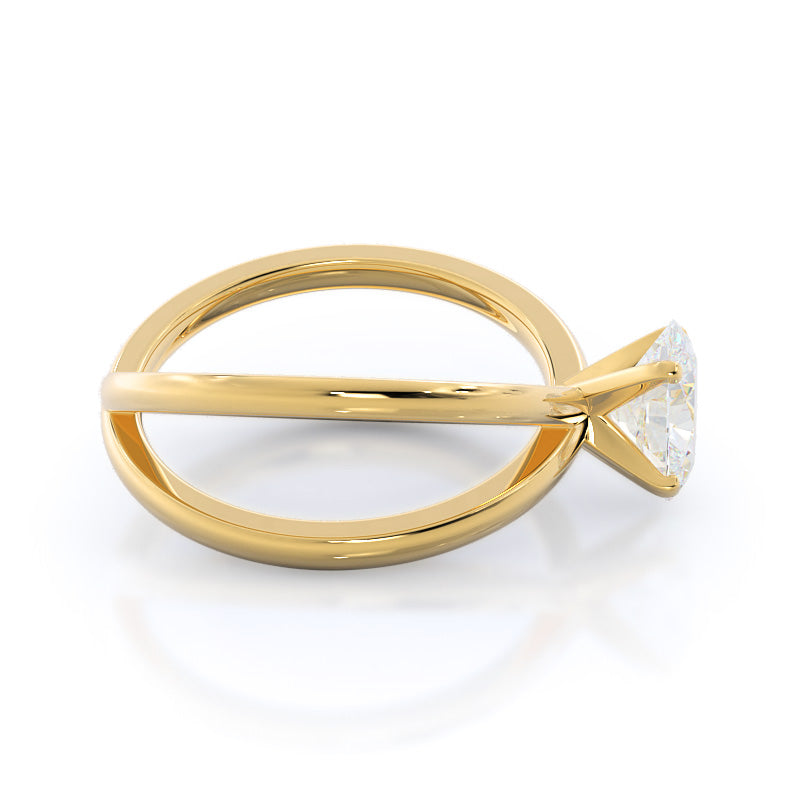 Crisscross Diamond Engagement Ring with Oval Cut Diamond in 14KT Yellow Gold view 3