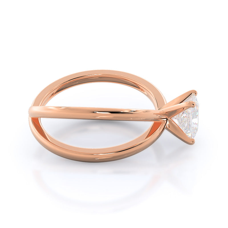 Crisscross Diamond Engagement Ring with Princess Cut Diamond in 14KT Rose Gold view 3