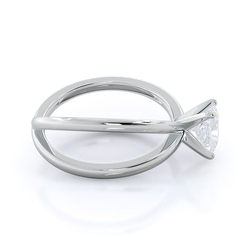 Crisscross Diamond Engagement Ring with Princess Cut Diamond in 14KT Platinum view 3