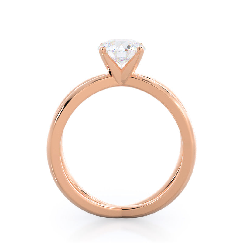 Crisscross Diamond Engagement Ring with Round Cut Diamond in 14KT Rose Gold view 2