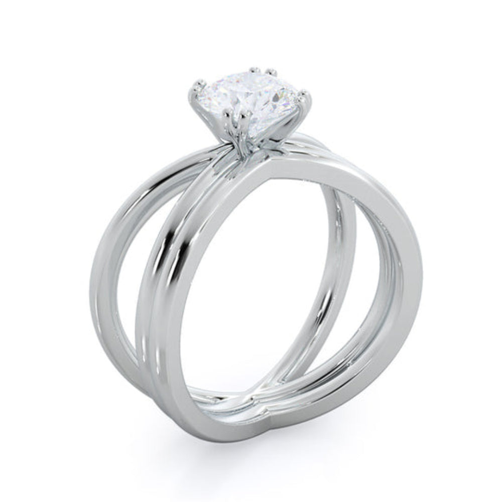 Crisscross Diamond Engagement Ring with Oval Cut Diamond in 14KT Rose Gold view 5