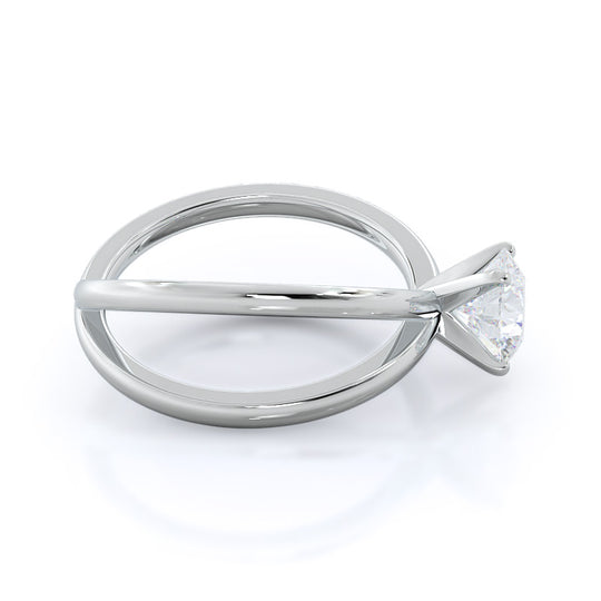 Crisscross Diamond Engagement Ring with Round Cut Diamond in 14KT Platinum view 3
