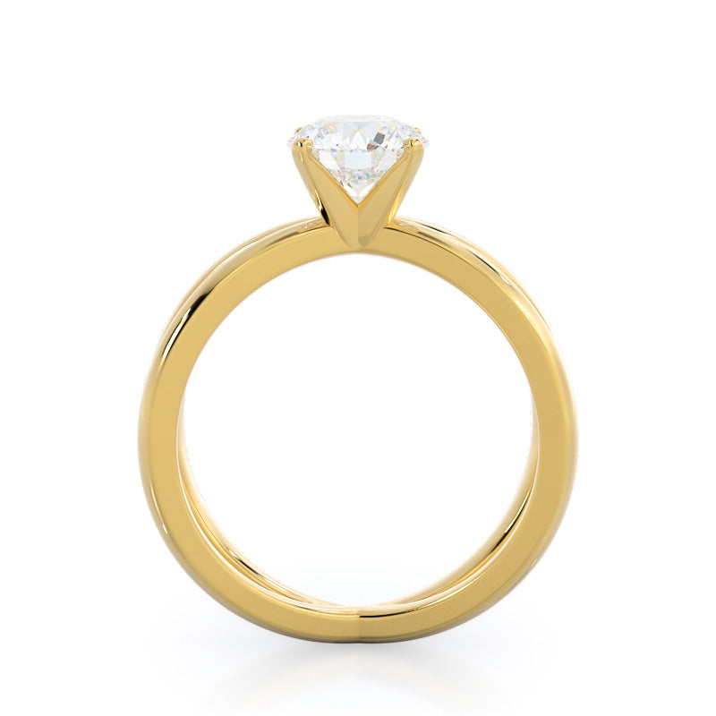 Crisscross Diamond Engagement Ring with Round Cut Diamond in 14KT Yellow Gold view 2