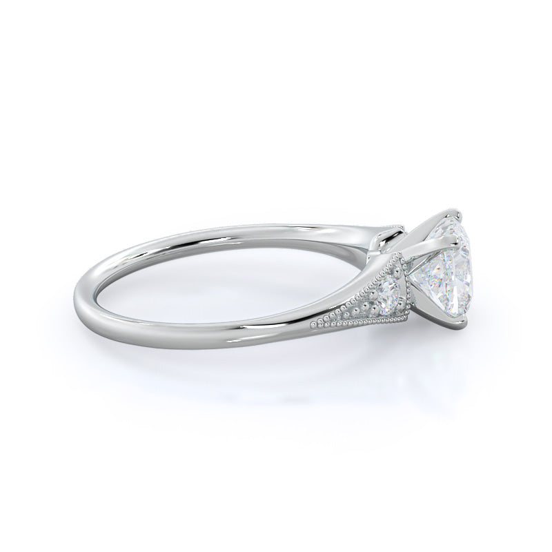 Cushion Cut Heirloom Milgrain Diamond Engagement Ring with Lab Grown Diamond in 14KT Platinum view 3