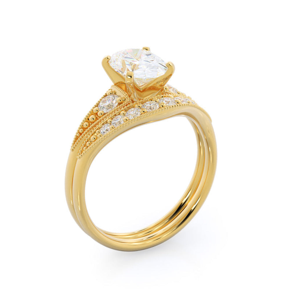 Heart Cut Heirloom Milgrain Diamond Engagement Ring with Lab Grown Diamond in 14KT Rose Gold view 3