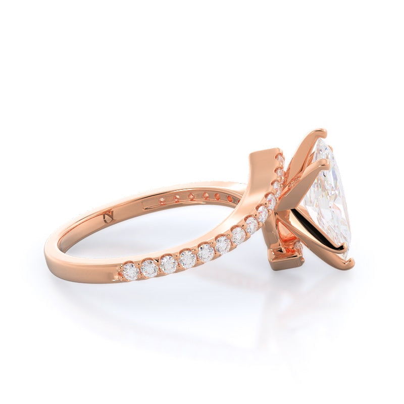 Twist Diamond Engagement Ring with Marquise Cut Diamond in 14KT Rose Gold view 3