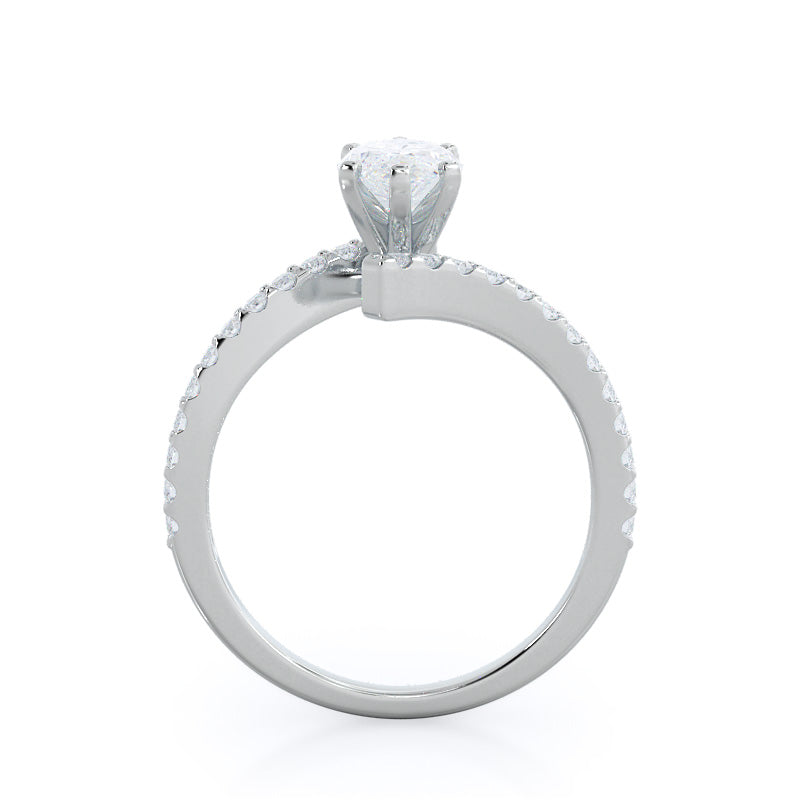 Twist Diamond Engagement Ring with Marquise Cut Diamond in 14KT Platinum view 2