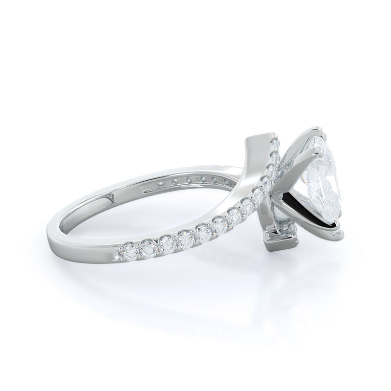 Twist Diamond Engagement Ring with Pear Cut Diamond in 14KT Platinum view 3