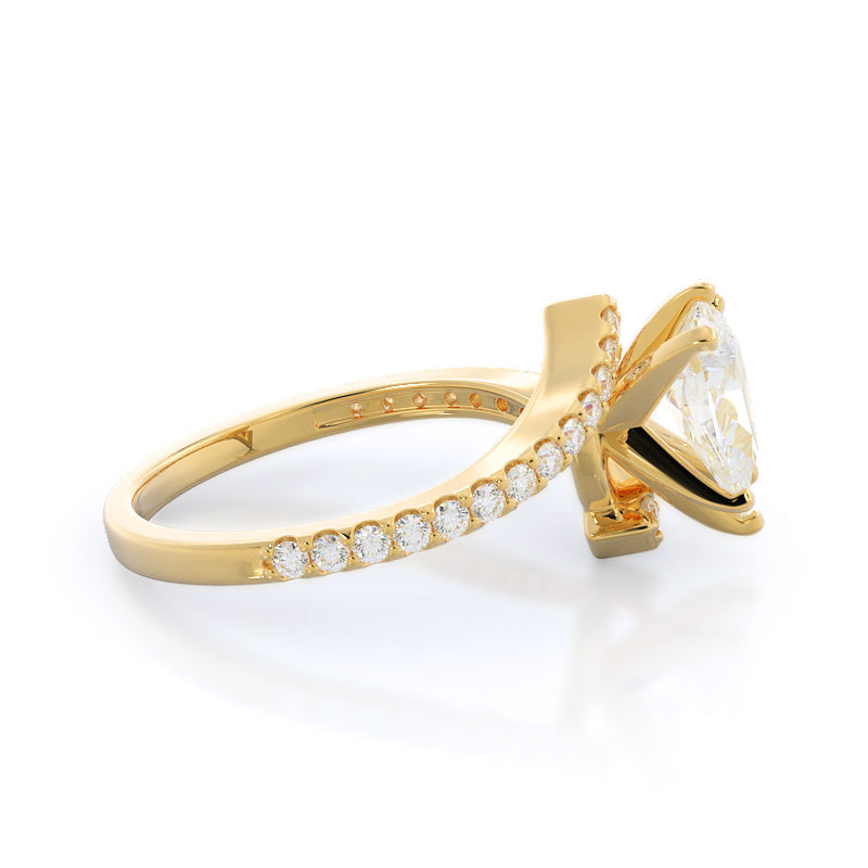 Twist Diamond Engagement Ring with Pear Cut Diamond in 14KT Yellow Gold view 3
