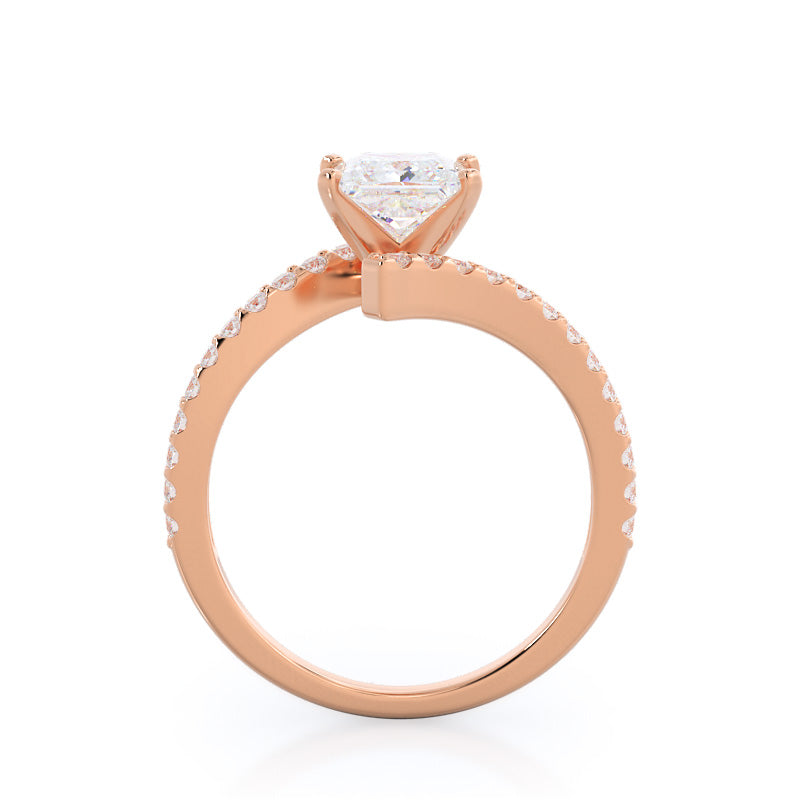Twist Diamond Engagement Ring with Princess Cut Diamond in 14KT Rose Gold view 2
