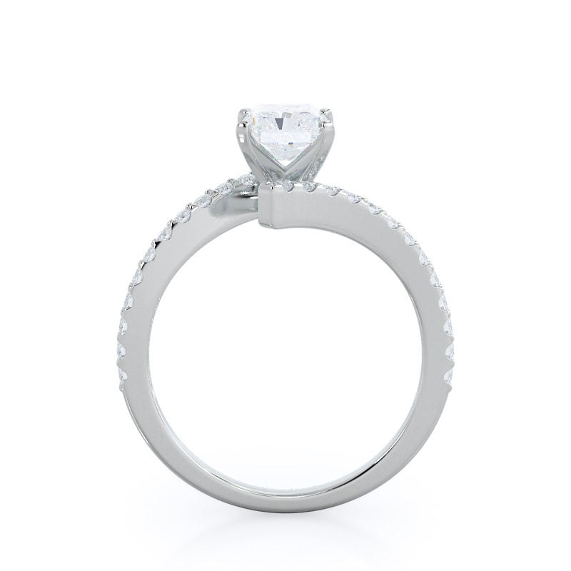 Twist Diamond Engagement Ring with Radiant Cut Diamond in 14KT Platinum view 2
