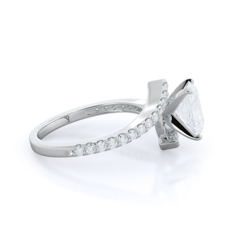Twist Diamond Engagement Ring with Radiant Cut Diamond in 14KT Platinum view 3
