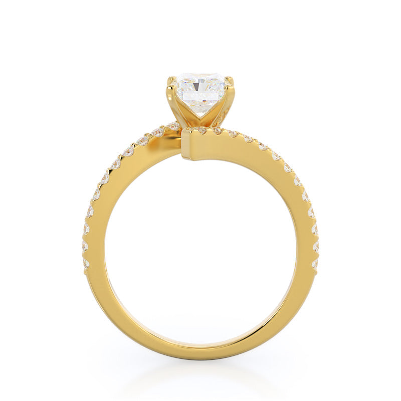 Twist Diamond Engagement Ring with Radiant Cut Diamond in 14KT Yellow Gold view 2