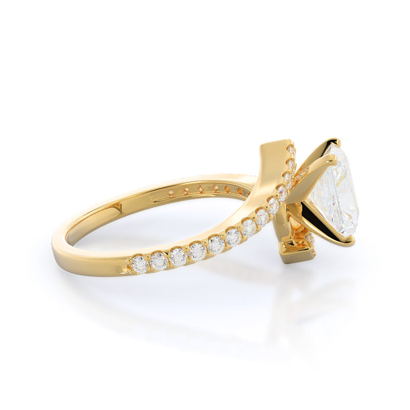 Twist Diamond Engagement Ring with Radiant Cut Diamond in 14KT Yellow Gold view 3