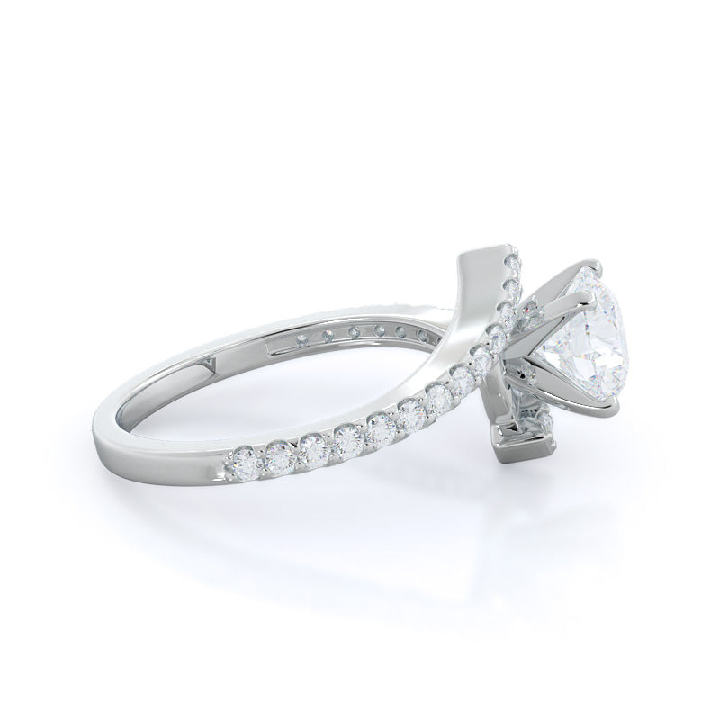 Twist Diamond Engagement Ring with Round Cut Diamond in 14KT Platinum view 2