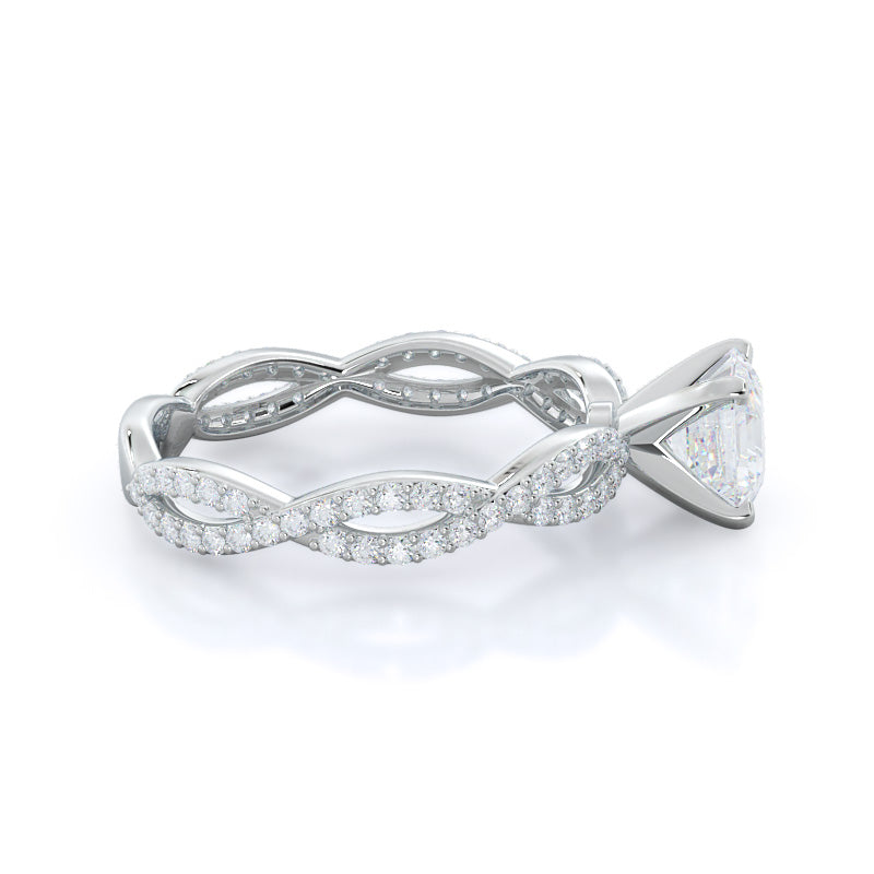 Asscher Cut Infinity Winding Diamond Engagement Ring with Lab Grown Diamond in 14KT Platinum view 3