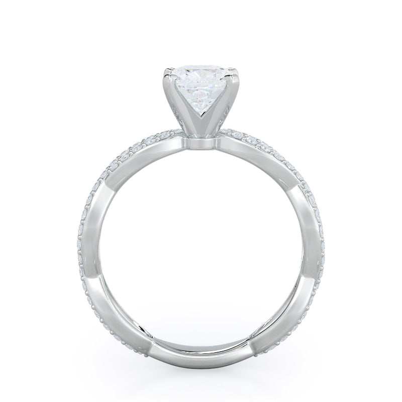 Cushion Cut Infinity Winding Diamond Engagement Ring with Lab Grown Diamond in 14KT Platinum view 2