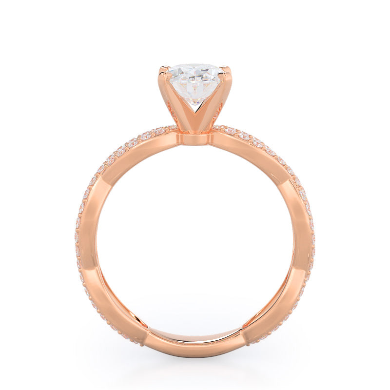 Oval Cut Infinity Winding Diamond Engagement Ring with Lab Grown Diamond in 14KT Rose Gold view 2