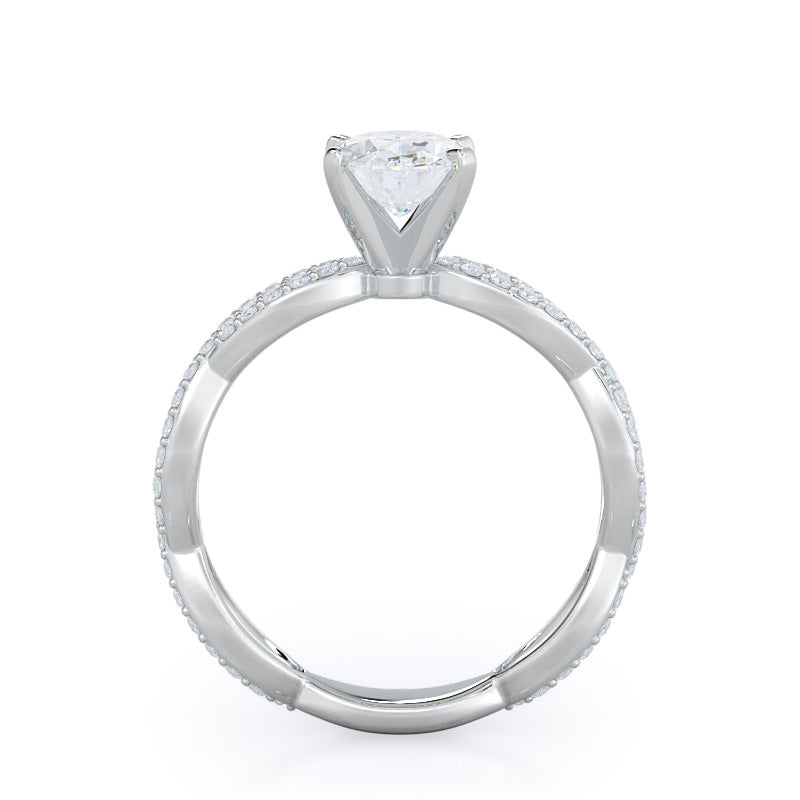Oval Cut Infinity Winding Diamond Engagement Ring with Lab Grown Diamond in 14KT Platinum view 2