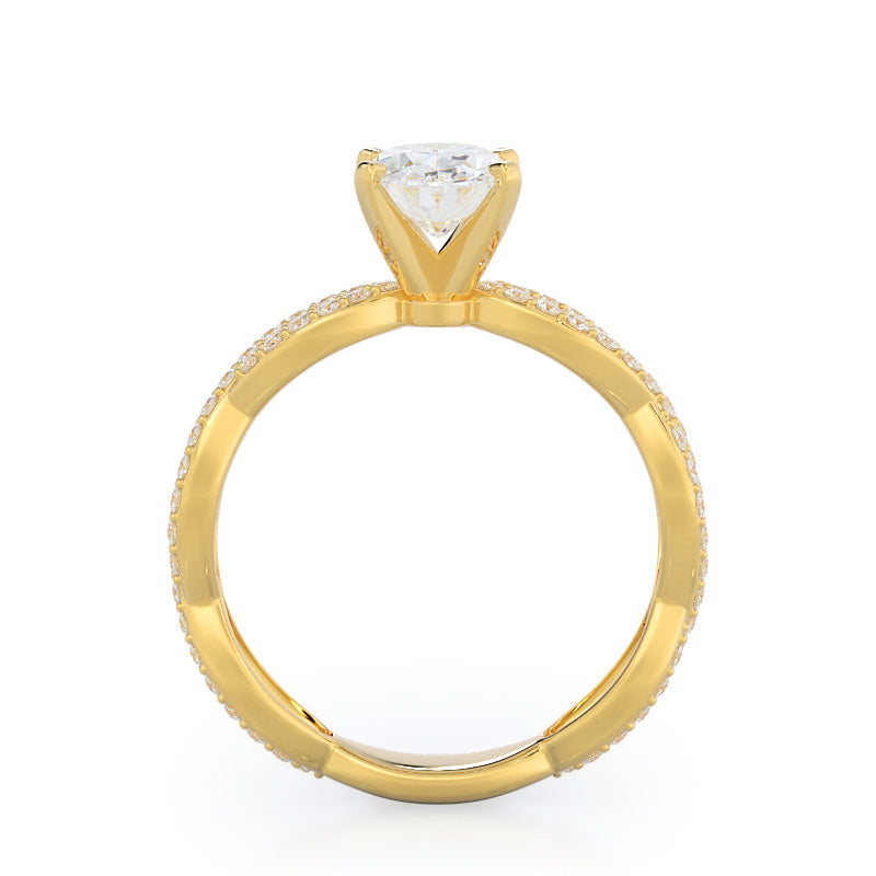 Oval Cut Infinity Winding Diamond Engagement Ring with Lab Grown Diamond in 14KT Yellow Gold view 2