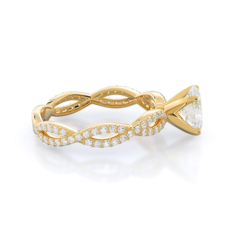 Oval Cut Infinity Winding Diamond Engagement Ring with Lab Grown Diamond in 14KT Yellow Gold view 3
