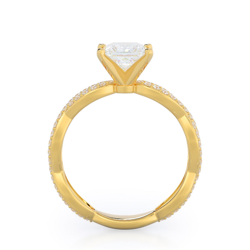 Princess Cut Infinity Winding Diamond Engagement Ring with Lab Grown Diamond in 14KT Yellow Gold view 2