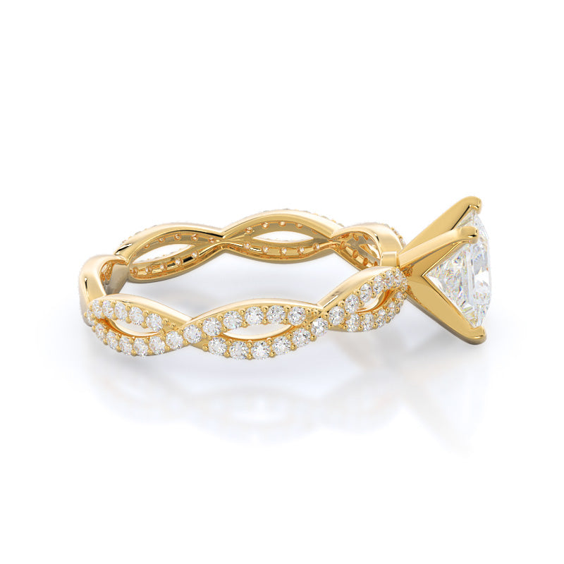 Princess Cut Infinity Winding Diamond Engagement Ring with Lab Grown Diamond in 14KT Yellow Gold view 3