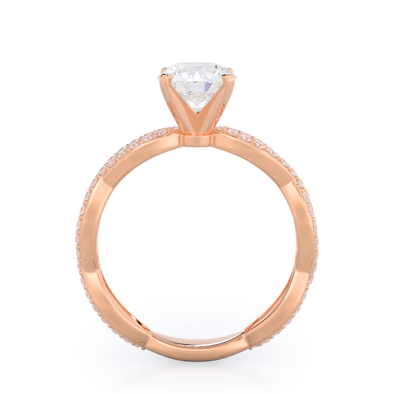 Round Cut Infinity Winding Diamond Engagement Ring with Lab Grown Diamond in 14KT Rose Gold view 2