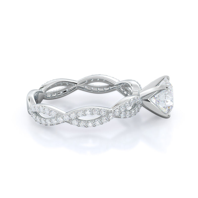 Round Cut Infinity Winding Diamond Engagement Ring with Lab Grown Diamond in 14KT Platinum view 3