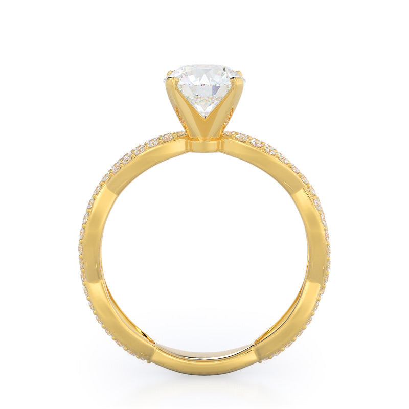 Round Cut Infinity Winding Diamond Engagement Ring with Lab Grown Diamond in 14KT Yellow Gold view 2
