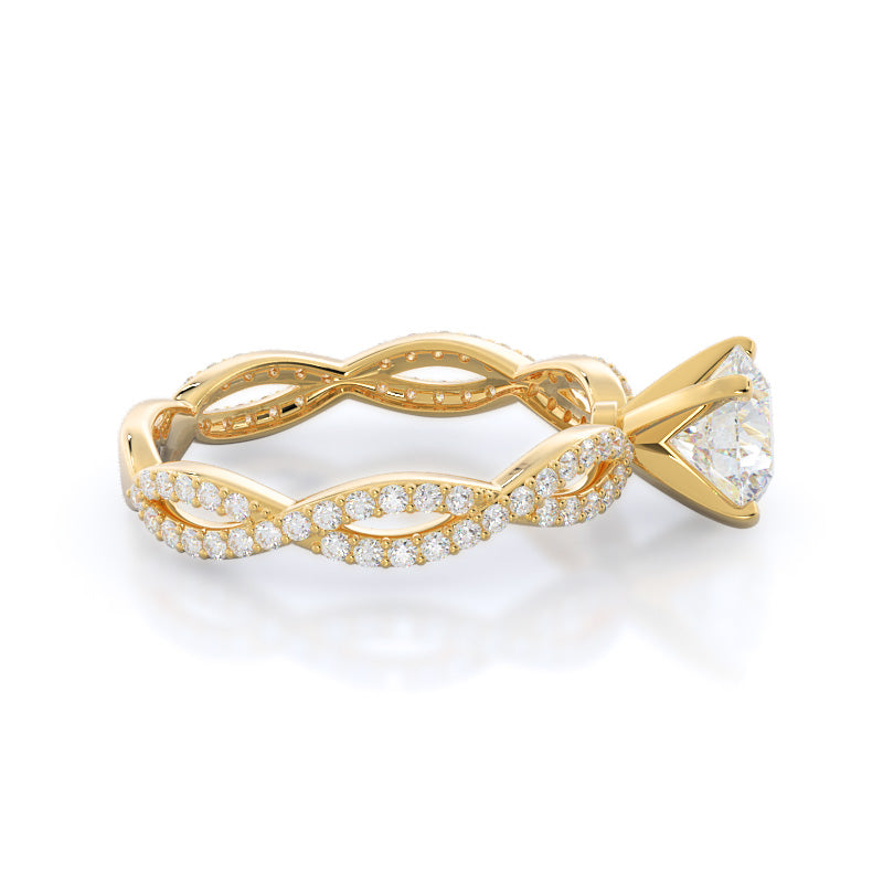 Round Cut Infinity Winding Diamond Engagement Ring with Lab Grown Diamond in 14KT Yellow Gold view 3