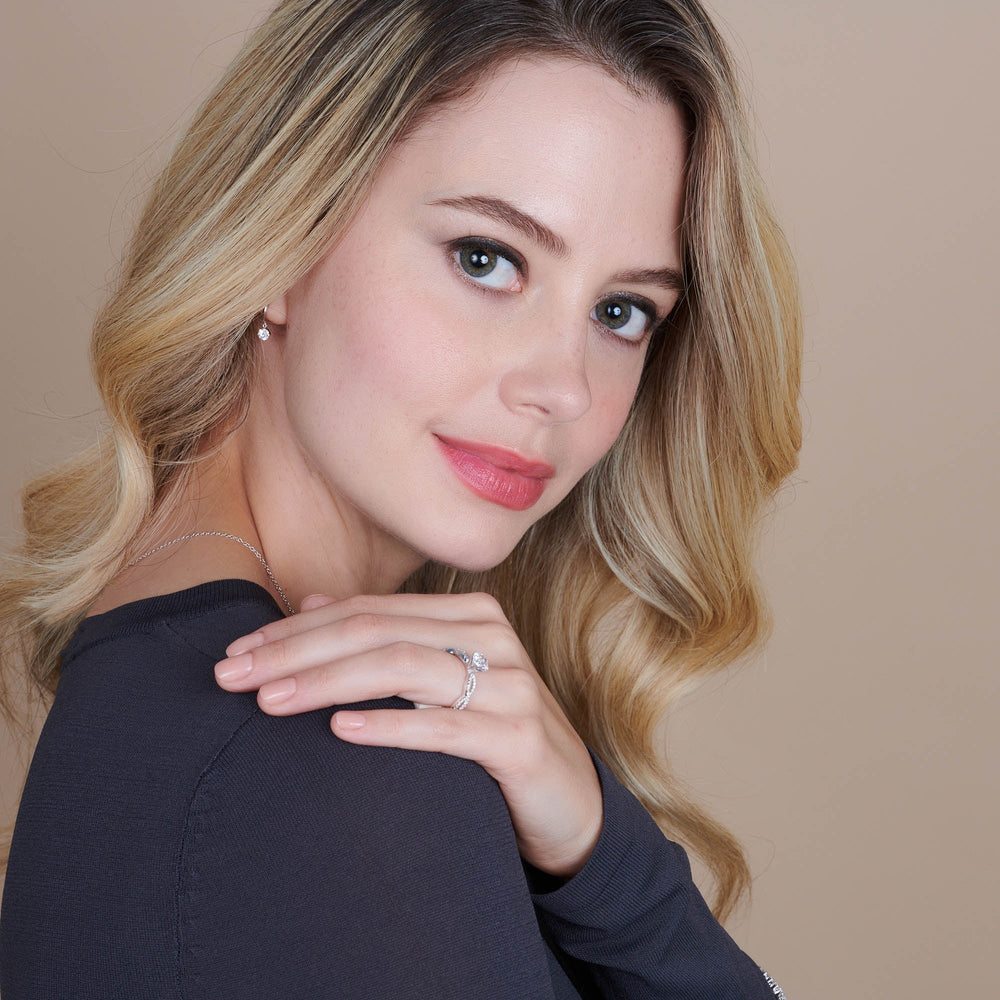 Model Wearing Infinity Winding Diamond Engagement Ring with Lab Grown Diamond view