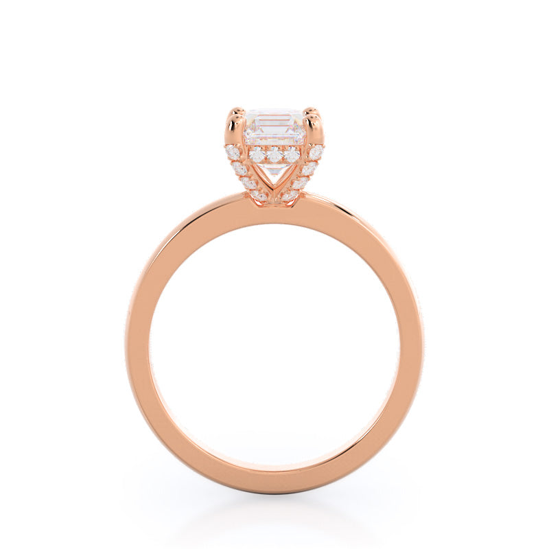Diamond Basket Solitaire Engagement Ring with Asscher Cut Diamond in 14KT Rose Gold view 2