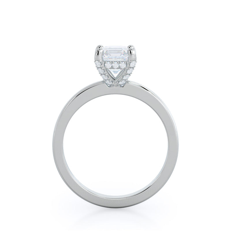 Diamond Basket Solitaire Engagement Ring with Asscher Cut Diamond in 14KT Platinum view 2
