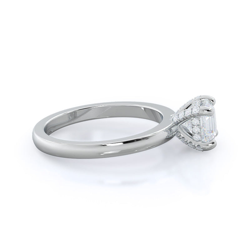Diamond Basket Solitaire Engagement Ring with Asscher Cut Diamond in 14KT Platinum view 3