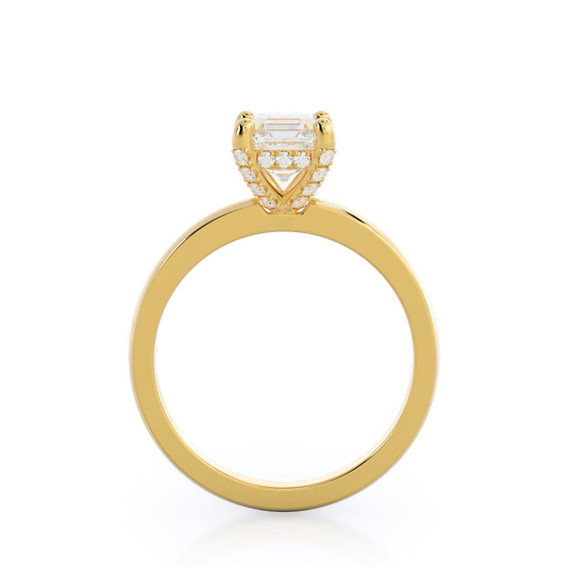 Diamond Basket Solitaire Engagement Ring with Asscher Cut Diamond in 14KT Yellow Gold view 2
