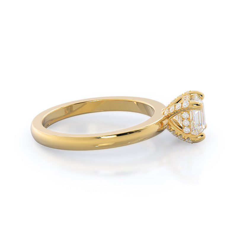 Diamond Basket Solitaire Engagement Ring with Asscher Cut Diamond in 14KT Yellow Gold view 3