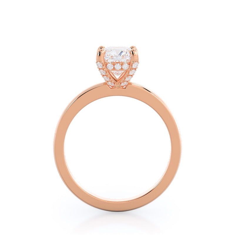 Diamond Basket Solitaire Engagement Ring with Cushion Cut Diamond in 14KT Rose Gold view 2