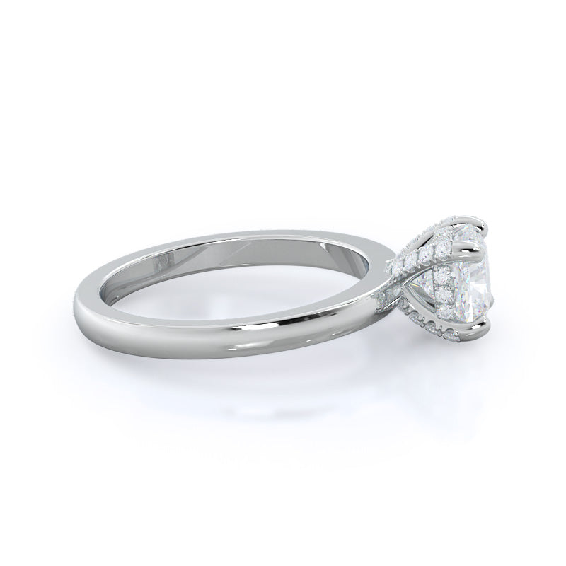 Diamond Basket Solitaire Engagement Ring with Cushion Cut Diamond in 14KT Platinum view 3