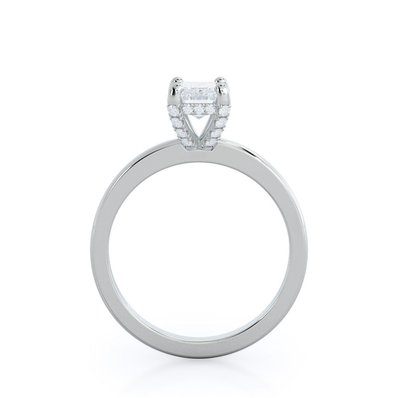 Diamond Basket Solitaire Engagement Ring with Emerald Cut Diamond in 14KT Platinum view 2
