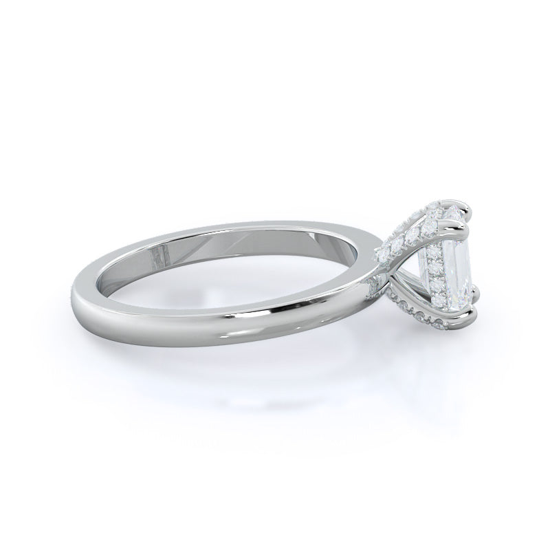 Diamond Basket Solitaire Engagement Ring with Emerald Cut Diamond in 14KT Platinum view 3