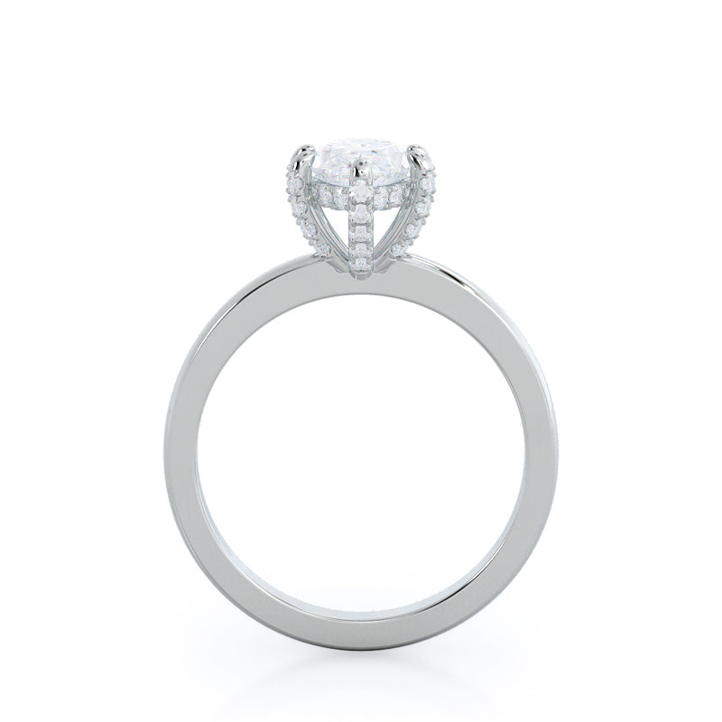Diamond Basket Solitaire Engagement Ring with Marquise Cut Diamond in 14KT Platinum view 2